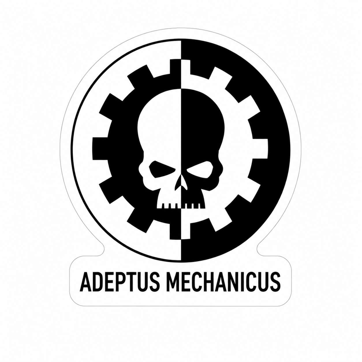 Adeptus Mechanicus Holographic Sticker artwork on a white background