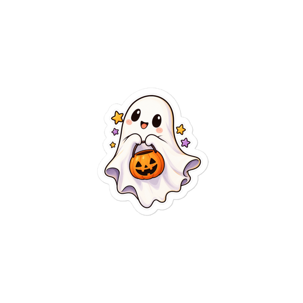 Printful mockup of the candy pail ghost sticker