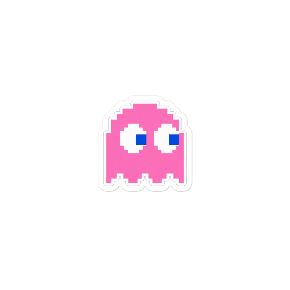 Printful mockup of the pinky pink ghost sticker
