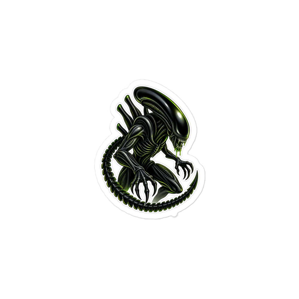 Printful mockup of the alien creature sticker