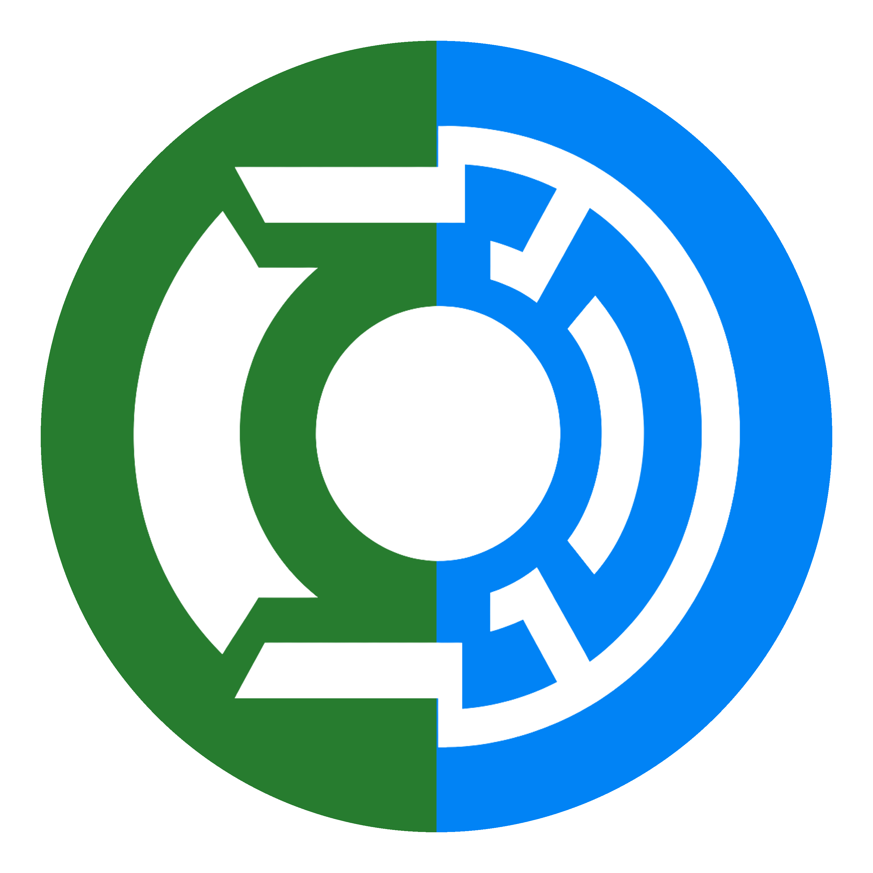 Green + Blue Lantern Fusion white-accent sticker design