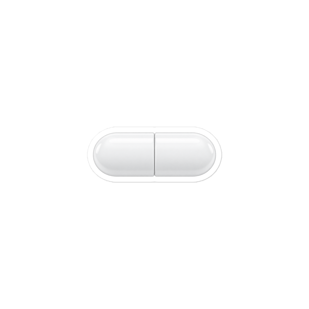 Plain white pill sticker with a white cut border