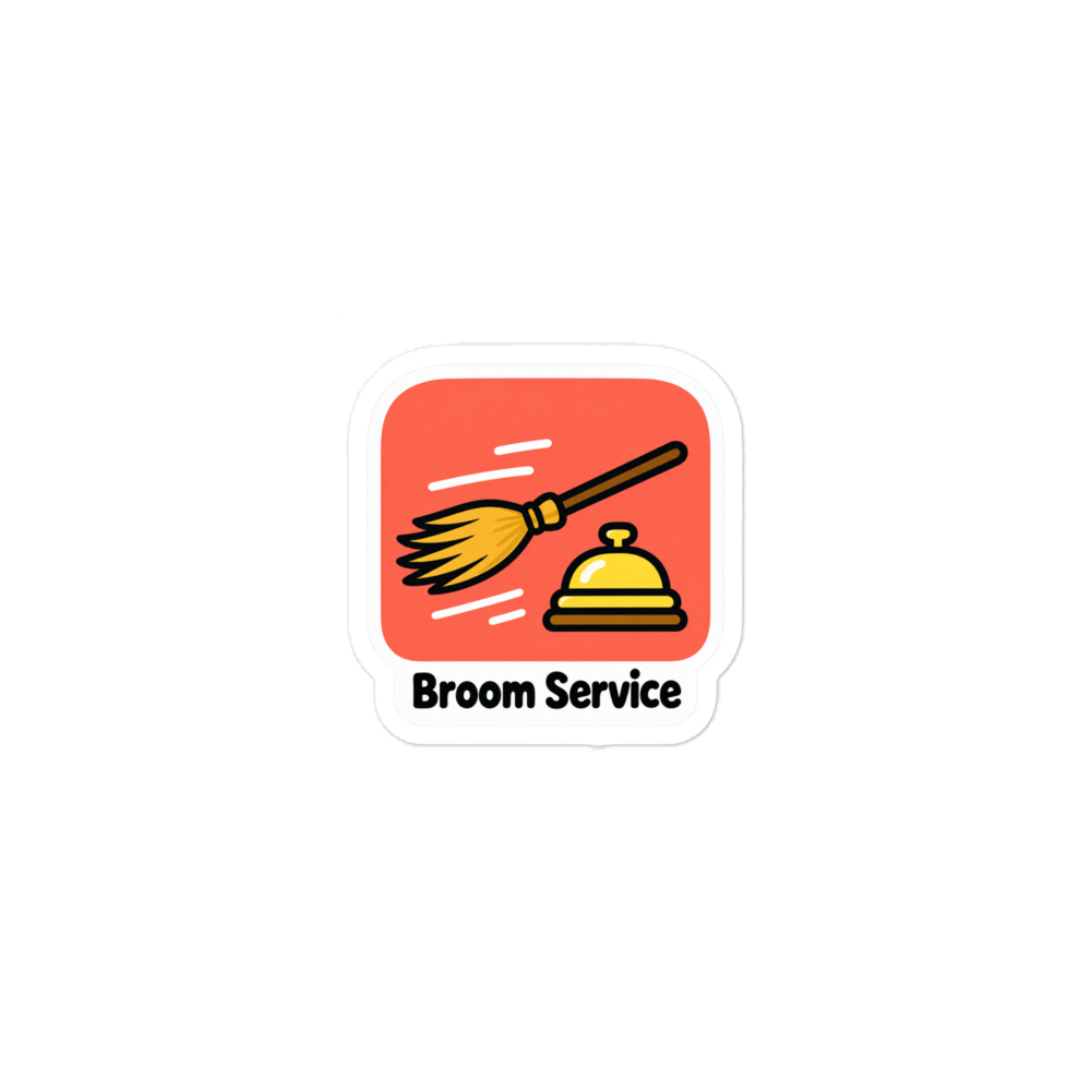 Broom Service app icon sticker — Printful product mockup