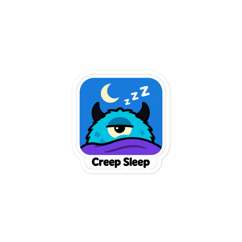 Creep Sleep app icon sticker — Printful product mockup