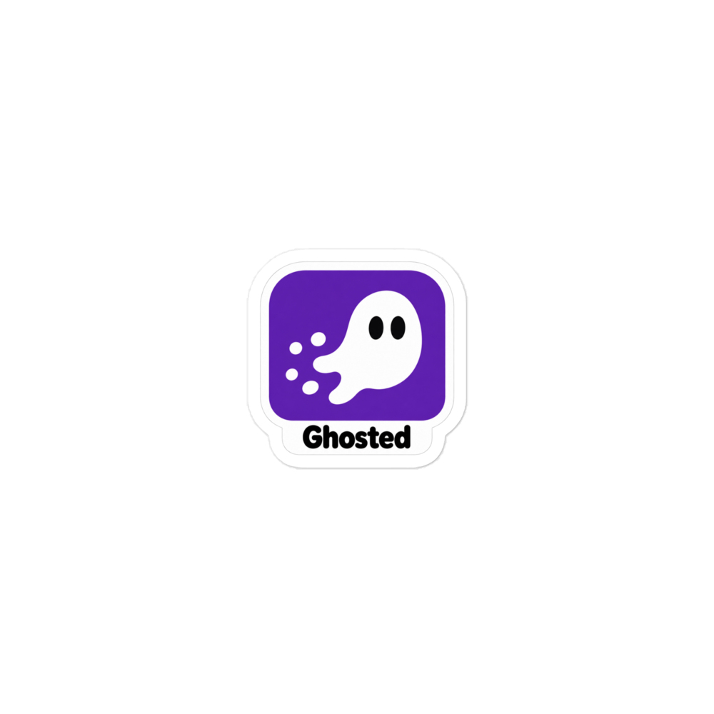 Ghosted app icon sticker — Printful product mockup