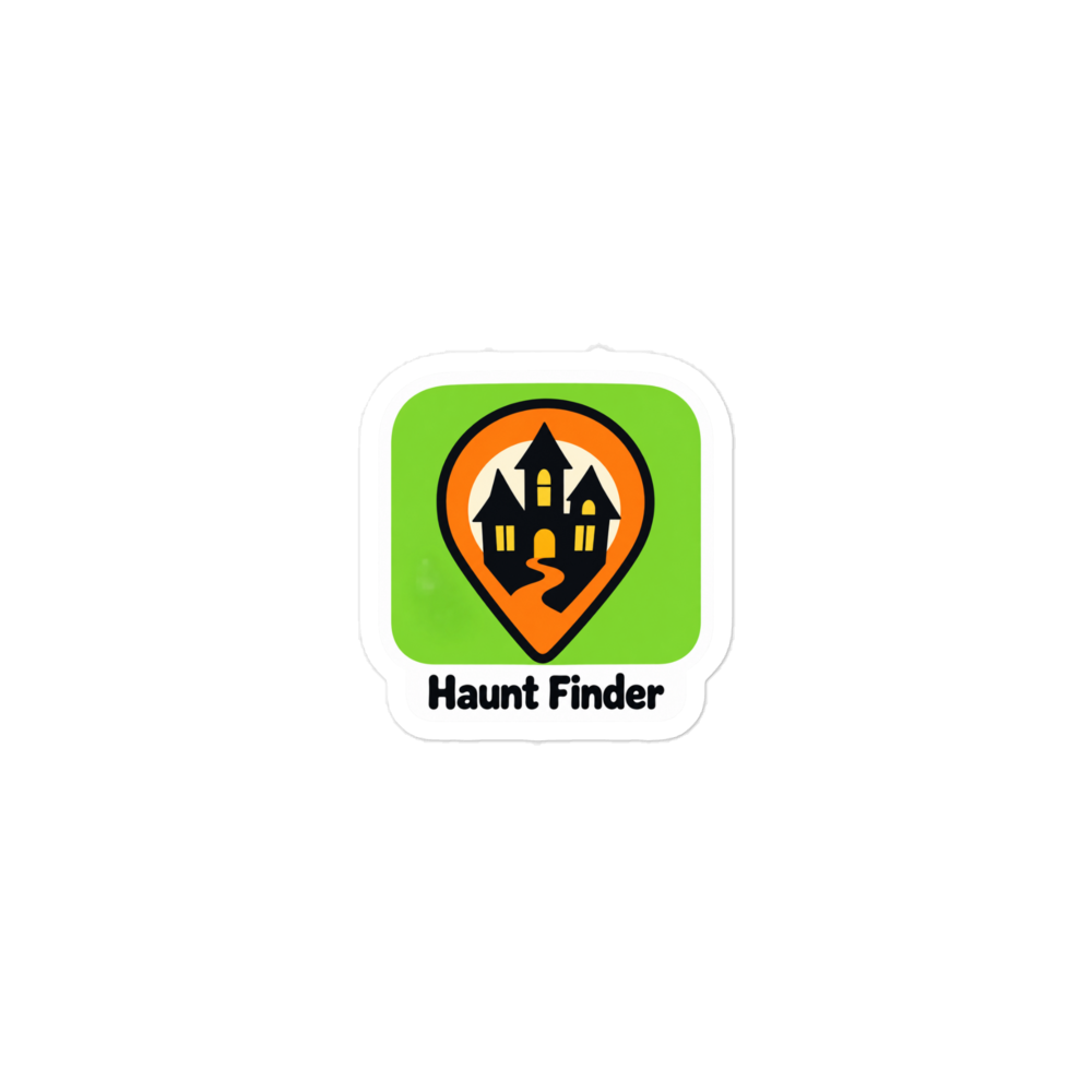 Haunt Finder app icon sticker — Printful product mockup
