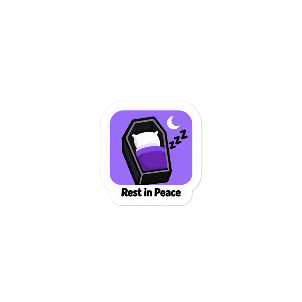 Rest in Peace app icon sticker — Printful product mockup