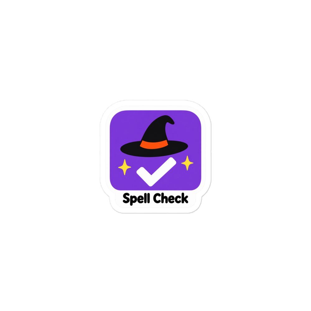 Spell Check app icon sticker — Printful product mockup