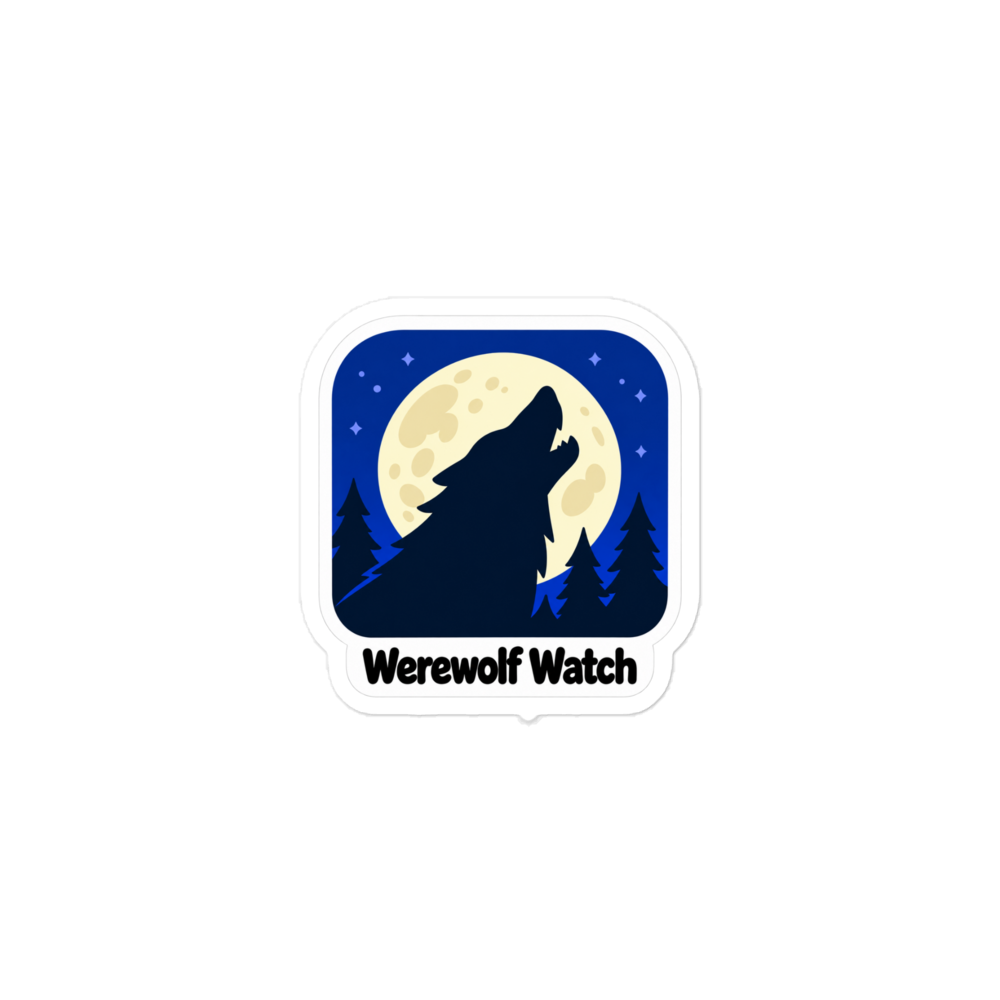 Werewolf Watch app icon sticker — Printful product mockup