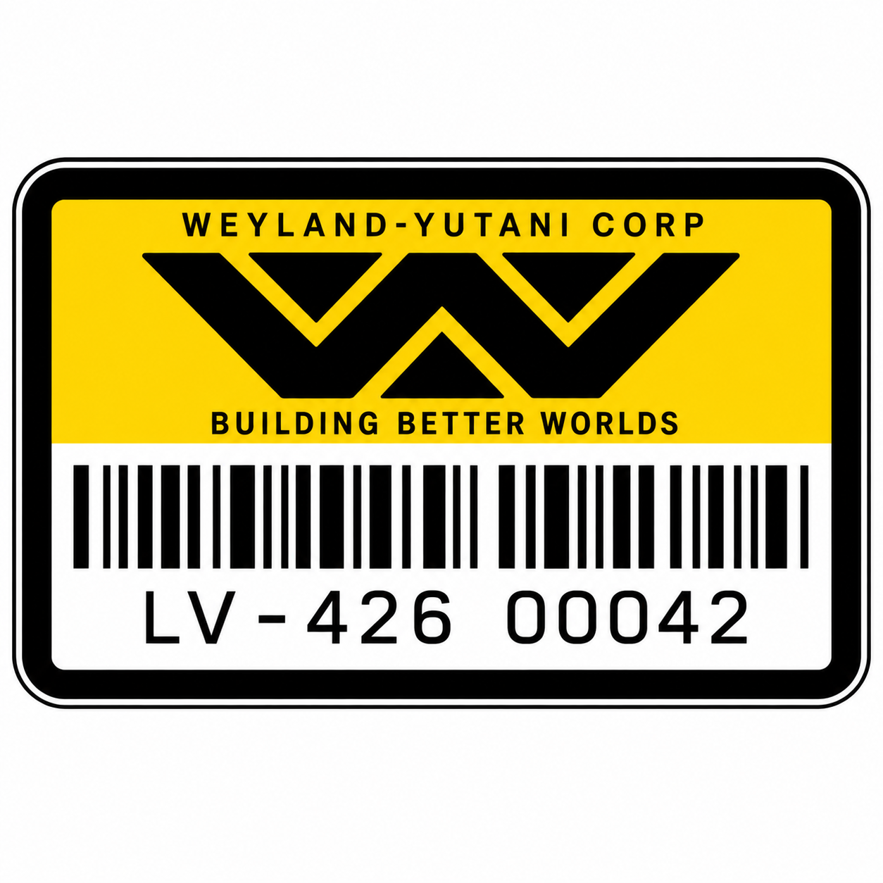 Weyland-Yutani LV-426 Asset Tag artwork on a white background