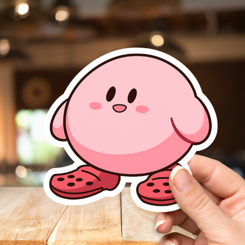 Kirby with Crocs Shoes Memes Sticker