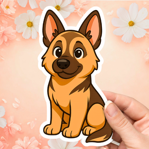 German Shepherd Cute Dog Sticker