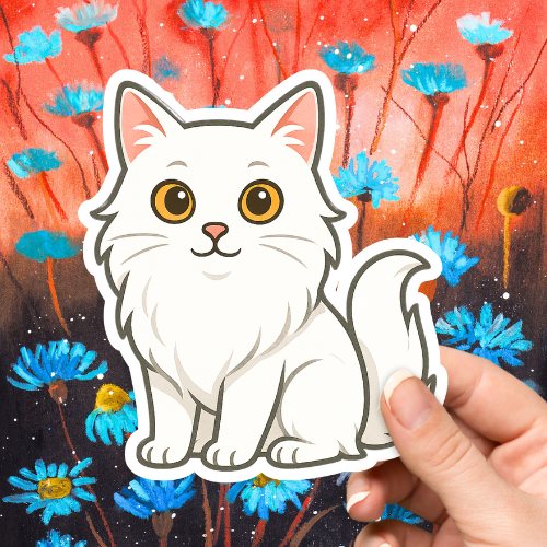 Turkish Angora Cute Cat Sticker