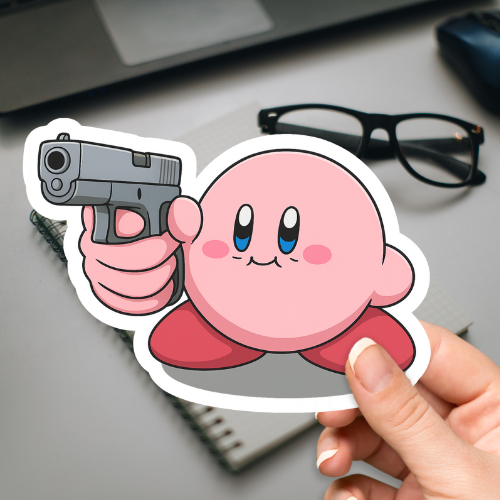 Kirby with Gun Memes Sticker
